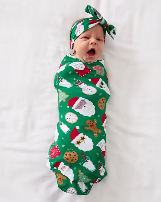 Cookies for Santa Swaddle & Luxe Bow Headband Set